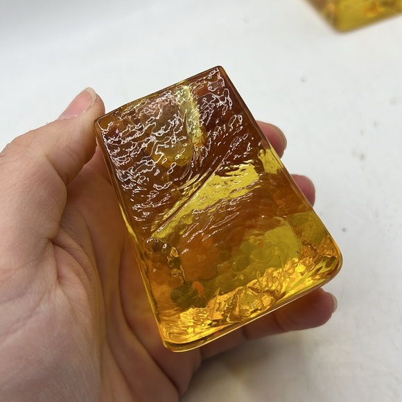 Fire & Light Citrus Yellow Gold Candle Holders Art Glass Collectible Decor Set 2 - Picture 6 of 16